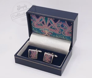 Liberty Of London - Silver Plated 'Ianthe' Cotton Material Cufflinks In Box - Picture 1 of 5