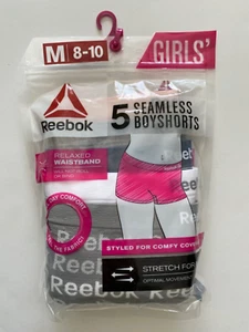 Reebok Girls’ 5 Pairs Boyshorts Panties Underwear Size 8-10 Medium / NEW - Picture 1 of 6
