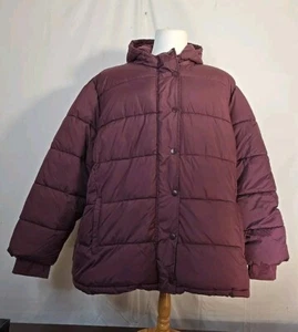 Sz 5XL New Women's Ski Jacket. Plum Quilted Puffer Winter Coat, Lined, Hooded - Picture 1 of 8