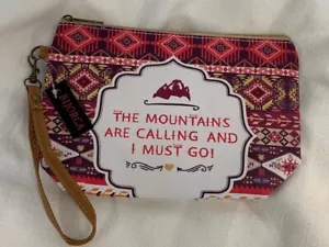 MOUNTAINS ARE CALLING - Hermoso cosmético, bolsa lápiz bolsa pulsera púrpura rosa - Imagen 1 de 3