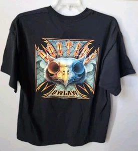 VTG NWT Hooters Owl Skull Graphic Print Black T-Shirt Men's XL Rare - Picture 1 of 17