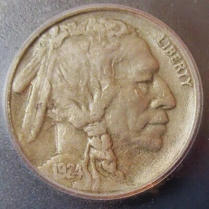 1924-S Buffalo Nickel 5C. ICG VF25. - Picture 1 of 4