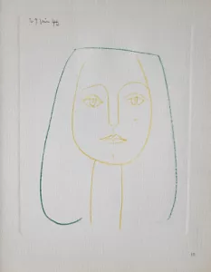 Pablo Picasso "Women's Head" Plate 15" Original Lithograph " 1952 w/Providence - Picture 1 of 5