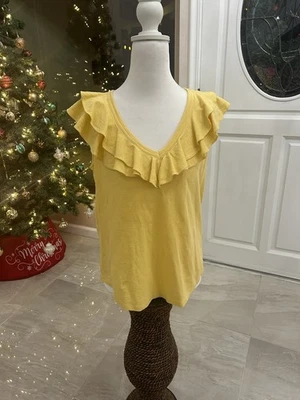 Blusa feminina Ralph Lauren amarela sem mangas tamanho pequeno 100% algodão - Imagem 1 de 4