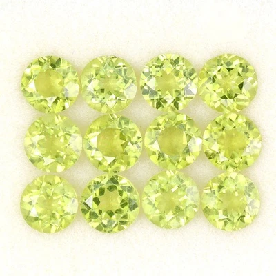 Round Cut Natural Unheated Apple Green Peridot 12pcs 10.50ct 6mm Lot Gemstone - Image 1 of 4