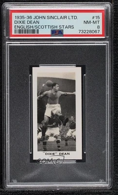 1935 Sinclair estrellas de fútbol inglesas y escocesas Tobacco Dixie Dean #15 PSA 8 Foto 1 de 2