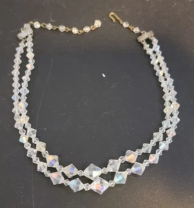 Vintage 2 Strand Crystal Aurora Borealis Necklace - Bild 1 von 8