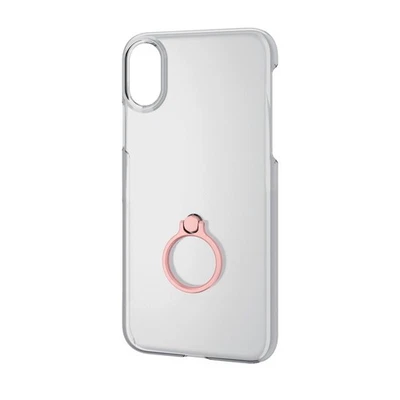 Elecom iPhone X Case Hard Polycarbonate Material with Ring Pink PM-A17XPVRP 603 - Image 1 of 4