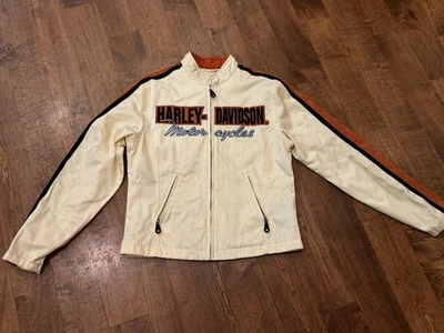 Chaqueta de motociclismo Harley Davidson para mujer de nailon talla S crema/naranja/negro Foto 1 de 4