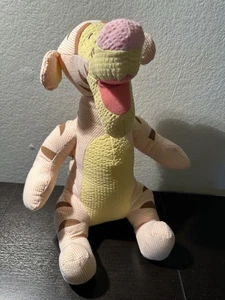 Disney Store Tigger Plush 13" Seersucker Striped Light Orange Fabric - Picture 1 of 9