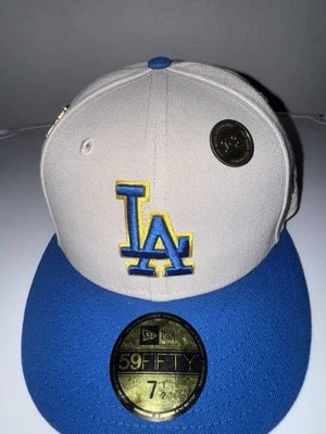 Hat Club New Era 59Fifty LA Dodgers Rams  MLB NFL Crossover Hat White 7 1/2 - Image 1 of 3