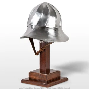 Funktioneller Mittelalter Burgunder Riffelhelm Kampf Kampf Kessel Hut 16G SCA - Bild 1 von 5