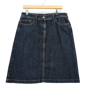 Boden Skirt Womens 10 Denim Classic Dark Wash Midi Y2K Back to School Fall - Picture 1 of 7