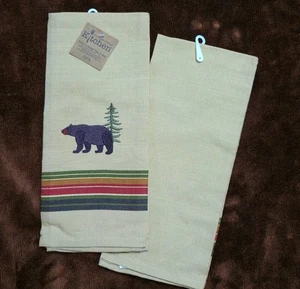 Bear Tea Towel Set Bear Embroidery Pattern Kay Dee NWT - Picture 1 of 1