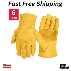 Guantes de trabajo de cuero para hombre, 6 pares - Imagen 1 de 13