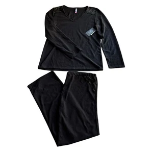 Conjunto de suéter y pantalón de manga larga Vince Camuto Faye negro talla grande tejido suéter - Imagen 1 de 13