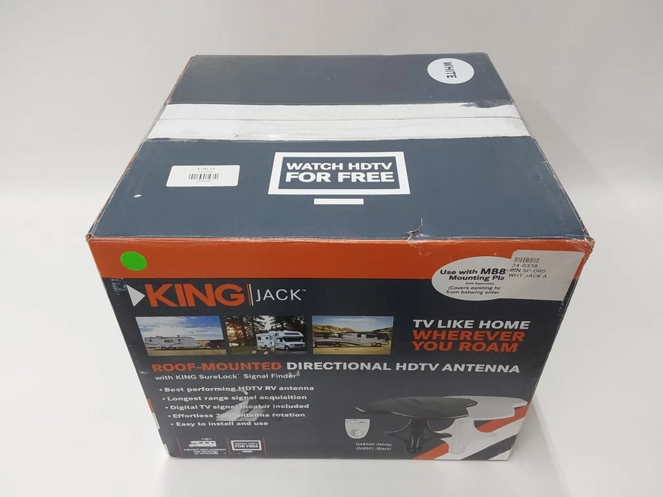 Телевизионная антенна, King Jack ™, белая, с воздушным креплением/поиском сигнала - Изображение 1 из 4