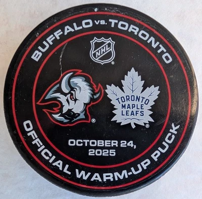 Buffalo Sabres VS Toronto Maple Leafs Warmup Puck 10/24/25 - Image 1 of 2