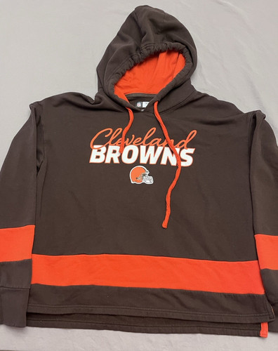 VETEMENTS Felpa con cappuccio Cleveland Browns donna grande NFL abbigliamento squadra marrone arancione pullover usata in ottime condizioni