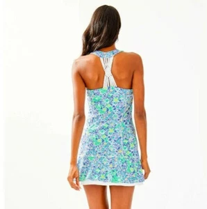 🎾 Lilly Pulitzer UPF50 Meryl Sean Tennis Dress Blue Haven Biancas Love Medium - Picture 1 of 12