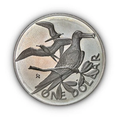 ILHAS VIRGENS BRITÂNICAS. 1973, 1 dólar, prata - Magnífica fragata, QEII - Imagem 1 de 4