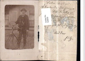 526979,Foto-AK Fahrrad Rad Mann Detail Waffenrad  - Picture 1 of 1