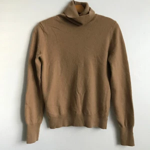Uniqlo Cashmere Sweater Small Women Camel Brown Turtle Neck Long Sleeve Pullover - Picture 1 of 10