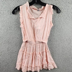 Vintage Havana Ruffle Dress Girls S 7/8 Pink Dot Split Neck Sleeveless Pullover - Picture 1 of 12