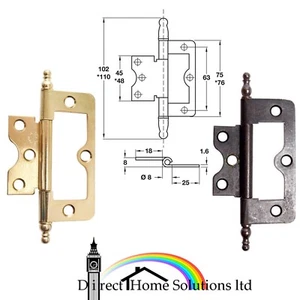 Paar bündige Scharniere für Einbautüren 75x25mm, mittelschwer Wohnwagen Messing/Bronze - Bild 1 von 3