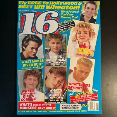 16 Teen Magazine October 1988 - a-ha, OMD, River, Kirk, Depp, Coreys - MINT - Image 1 of 4