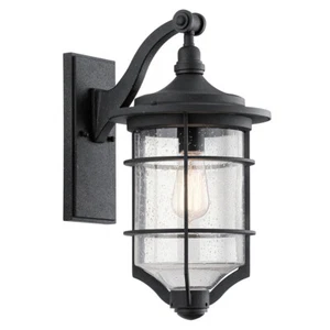 Elegante Wandleuchte HUGH Schwarz Stahl Glas IP44 Außenwand maritime Hoflampe - Bild 1 von 1