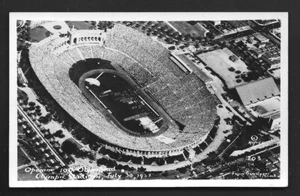 1932 Olympic Games rppc Opening Stadium aerial view Los Angeles USA - Picture 1 of 1