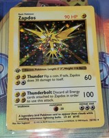 1st Edition Shadowless Zapdos 16/102 Holo Rare Base Set Pokemon Card LP - MP