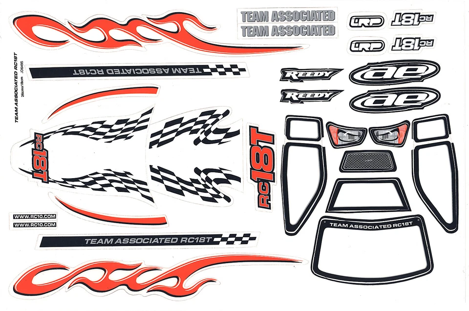 Team Associated RC18T Sticker Decal / Window Mask Set AS 21069 18T - Image 1 of 1