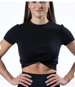 Alphalete Woman’s Premium Wrop SS Crop - Black, Size Small - Picture 1 of 11