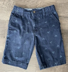 Faded Glory Boys Sz 7 Chino Shorts Navy Blue Sharks Adjustable Waist - Picture 1 of 7