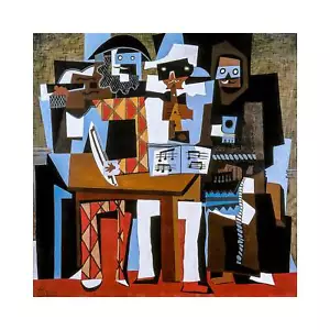 Pablo Picasso, Three Musicians, 1921, Canvas Print, 30" x 30" + Border - Picture 1 of 10