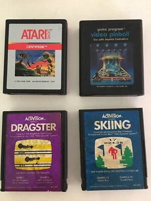 4 Atari 2600, 1980s Centipede. Video Pinball. Dragster. Skiing - Image 1 of 4