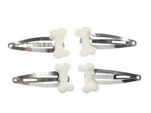 Knochen 4er Set Haarspange Haarclip Kinder Haarklammern Miniblings Hundeknochen - Picture 1 of 4
