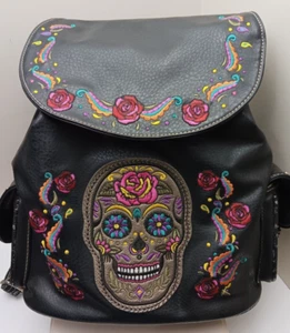 SUGAR SKULL DRAW STRING AND SNAP - BACKPACK - Picture 1 of 13