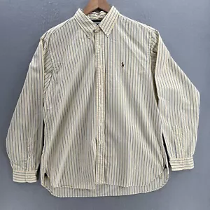 Camisa Ralph Lauren Abotonada Para Hombres XL Rayas Amarillas Calce Clásico Pequeño Poni - Imagen 1 de 8