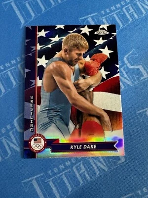 2024 TOPPS CHROME OLYMPICS KYLE DAKE US FLAG REFRACTOR #/76 - Image 1 of 3