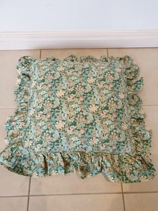 Chair Cushion - Cover & Insert - Green/Pink Floral Pattern with Frill - AS NEW - Picture 1 of 3