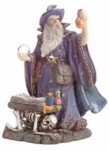 NEU IN BOX GROßE Alabastrit Merlin, Kristallkugel & Flachmann Statue Sammlerstück #27 - Bild 1 von 1