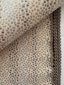 NINA CAMPBELL "MINTERNE" creme/taupe/grau gewebt mit Zopfborte - 27,25" B x 34" L - Bild 1 von 6