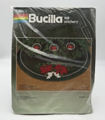 Bucilla Felt Stitchery Kit "Majestic Poinsettia" Tree Skirt & 3 Ornaments #82329 - Image 1 of 4