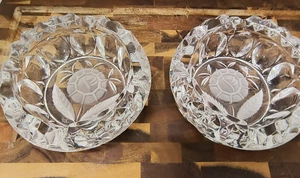 Vintage Pair of American Brilliant Period Glass Ashtrays 5 inch x 2 inch - Picture 1 of 5