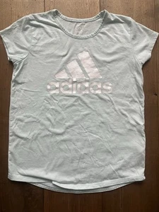 Adidas Girls White Foil Logo White Tee Shirt Size L (14) - Picture 1 of 3