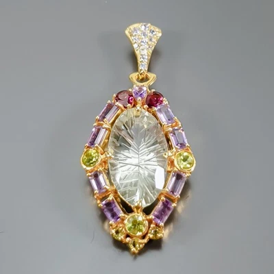 Joyería 15 ct+ Colgante Amatista Verde Natural Plata de Ley 925/NP52341 Foto 1 de 4