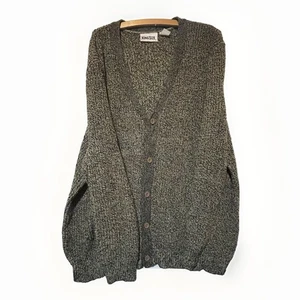 King Size Men's 3XL Gray Marled Button Up Kurt Cobain Grandpa Cardigan Sweater - Picture 1 of 4